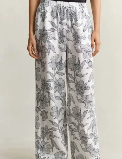 Linen Rich Floral Wide Leg Trousers
