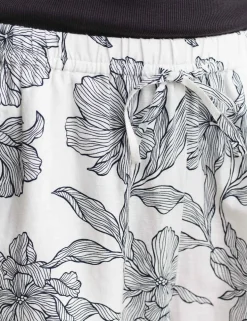 Linen Rich Floral Wide Leg Trousers