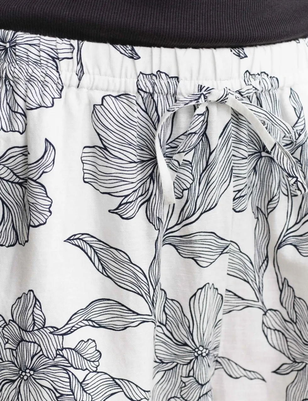 Linen Rich Floral Wide Leg Trousers