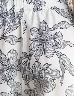 Linen Rich Floral Wide Leg Trousers