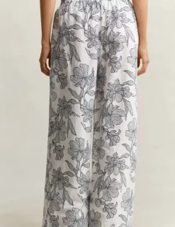 Linen Rich Floral Wide Leg Trousers