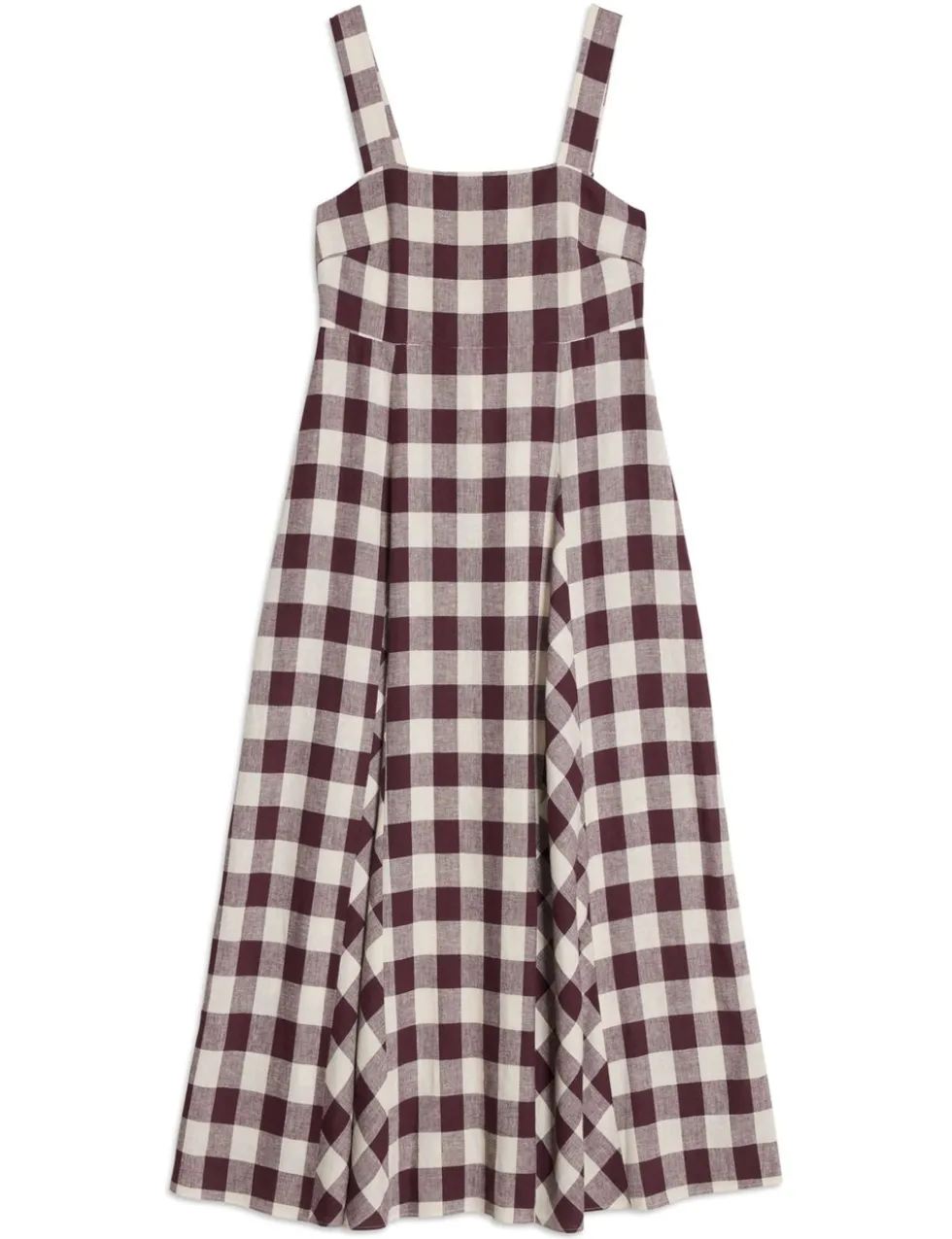 Linen Rich Gingam Midi Apron Dress