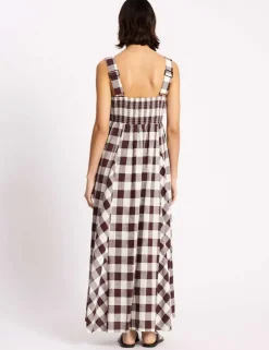 Linen Rich Gingam Midi Apron Dress