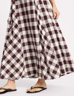 Linen Rich Gingam Midi Apron Dress