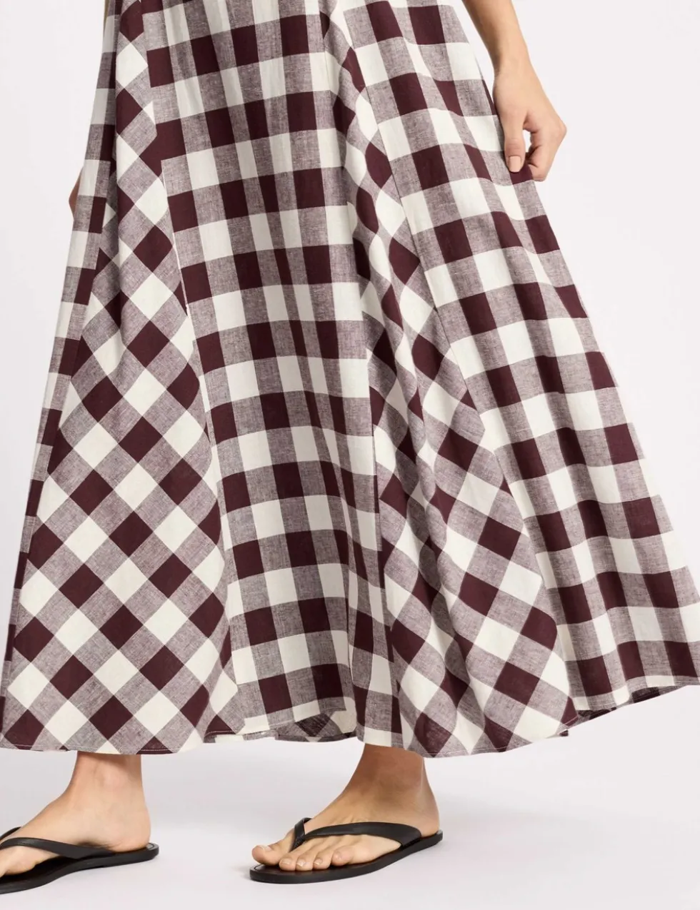 Linen Rich Gingam Midi Apron Dress