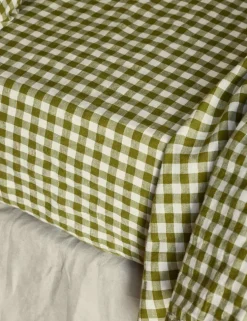 Linen Rich Gingham Fitted Sheet