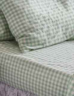 Linen Rich Gingham Fitted Sheet
