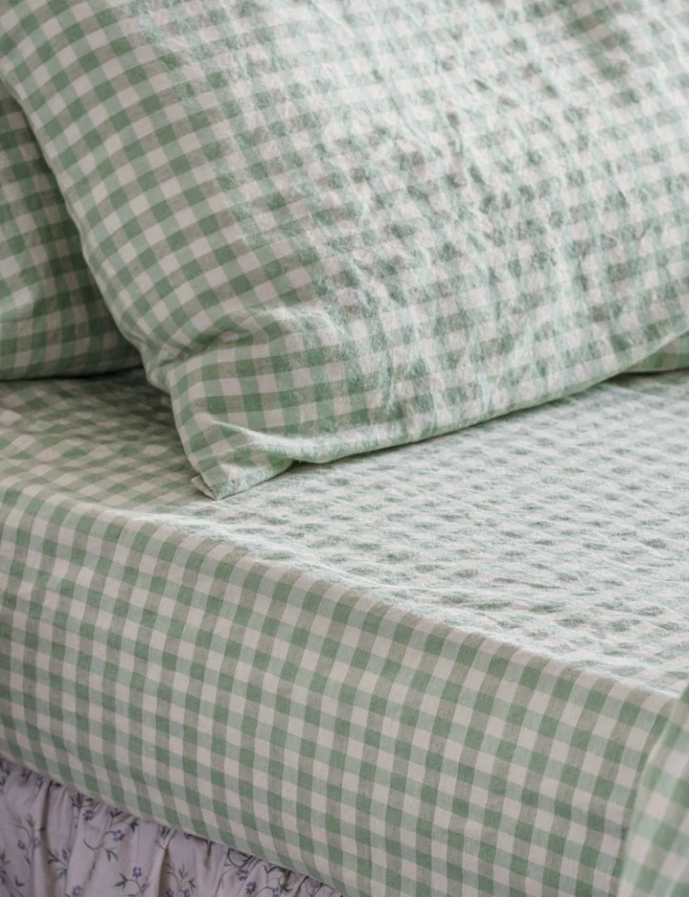 Linen Rich Gingham Fitted Sheet