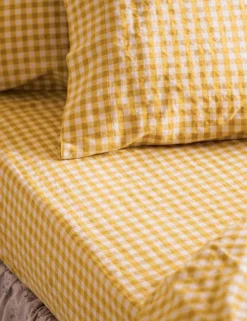 Linen Rich Gingham Fitted Sheet