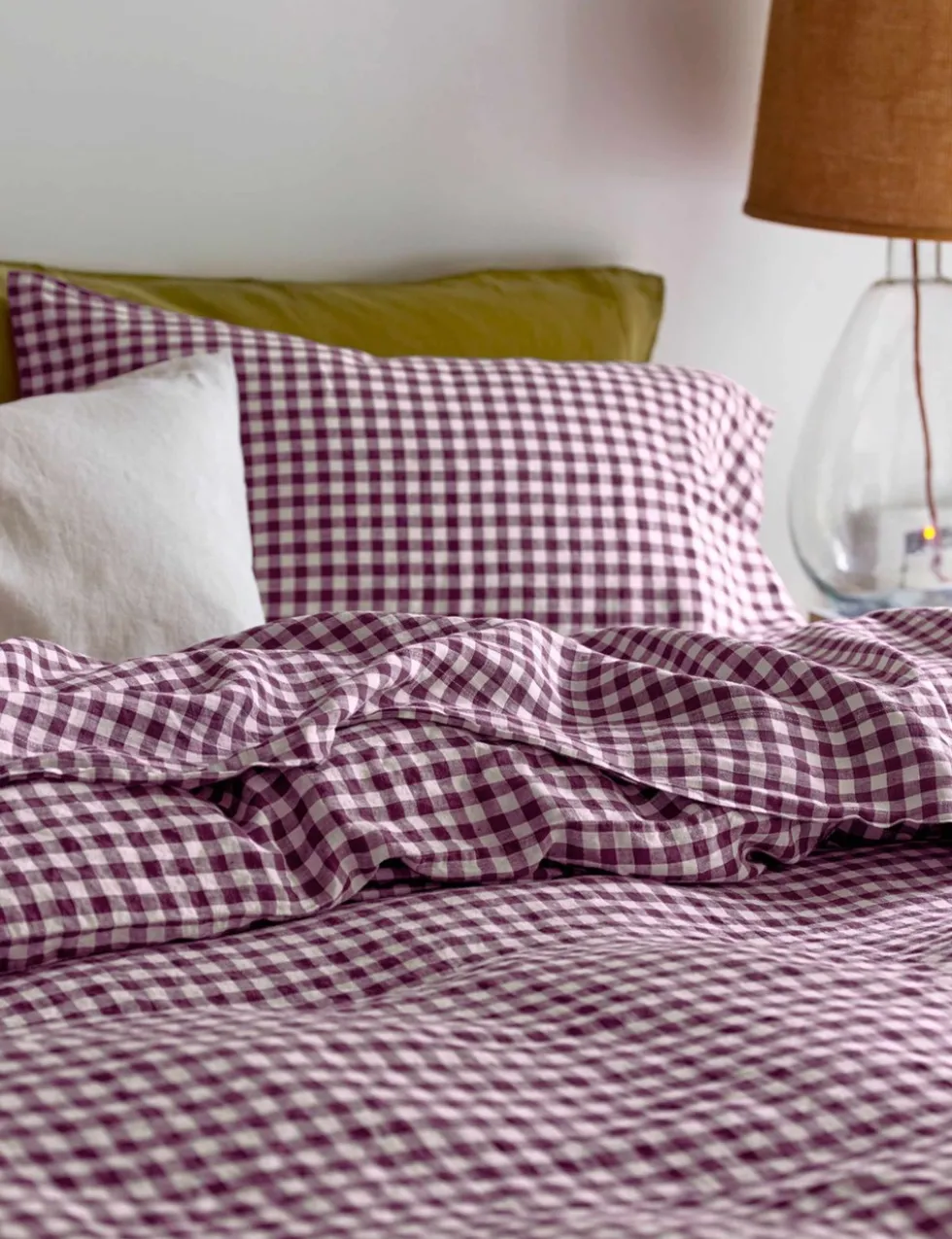 Linen Rich Gingham Flat Sheet