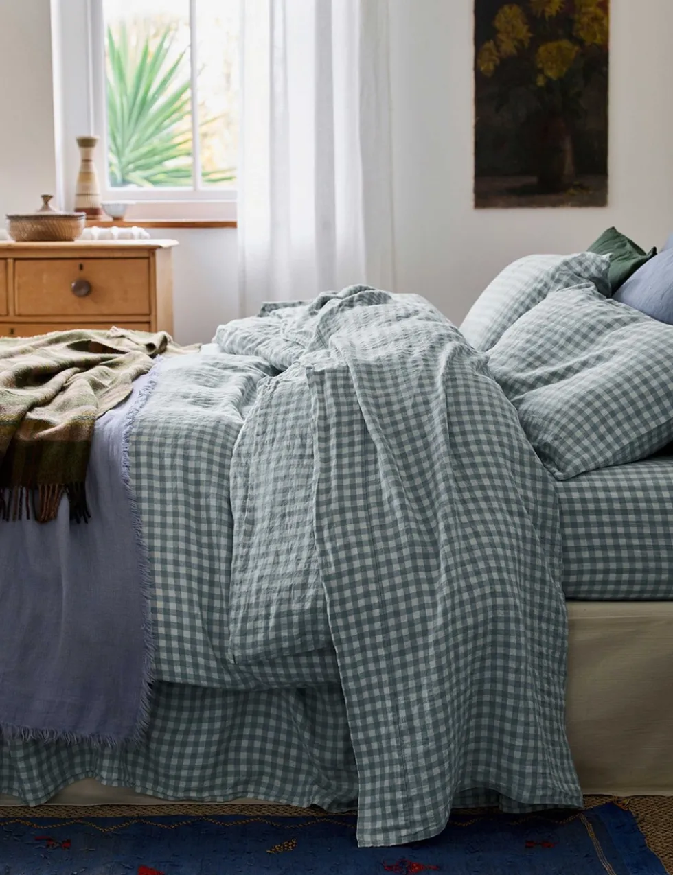 Linen Rich Gingham Flat Sheet