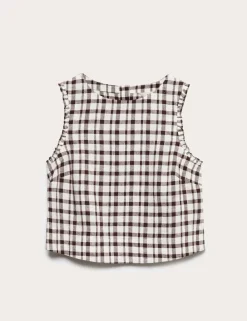 Linen Rich Gingham Vest Top