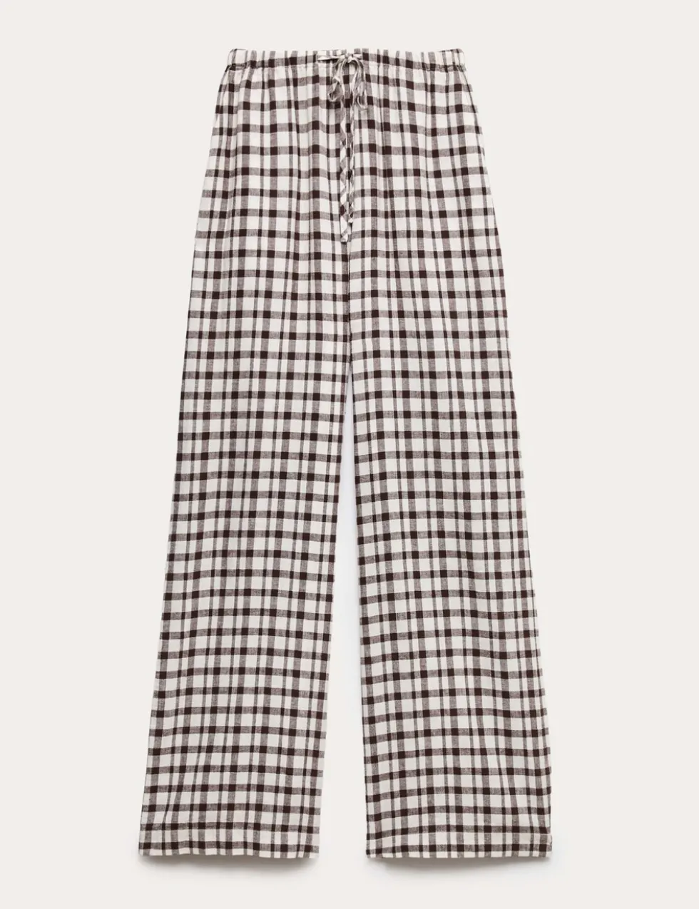 Linen Rich Gingham Wide Leg Trousers