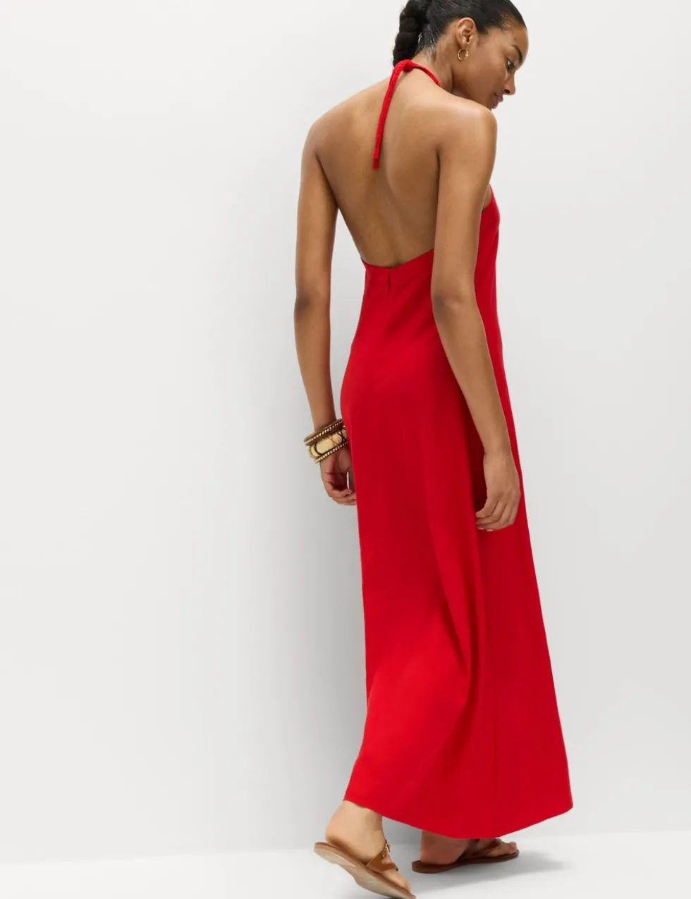 Linen Rich Halter Neck Maxi Dress