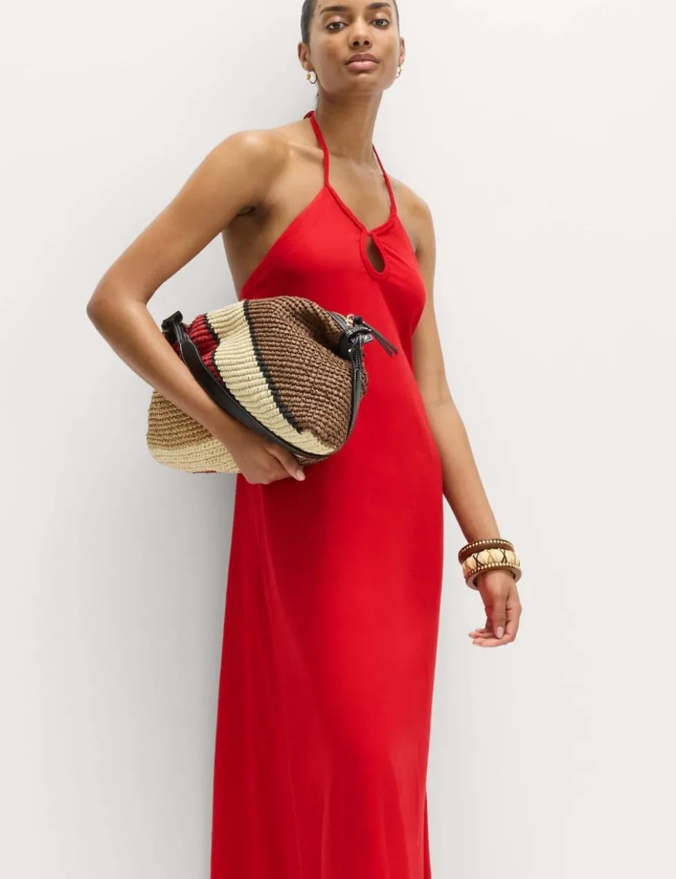 Linen Rich Halter Neck Maxi Dress