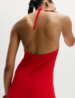 Linen Rich Halter Neck Maxi Dress
