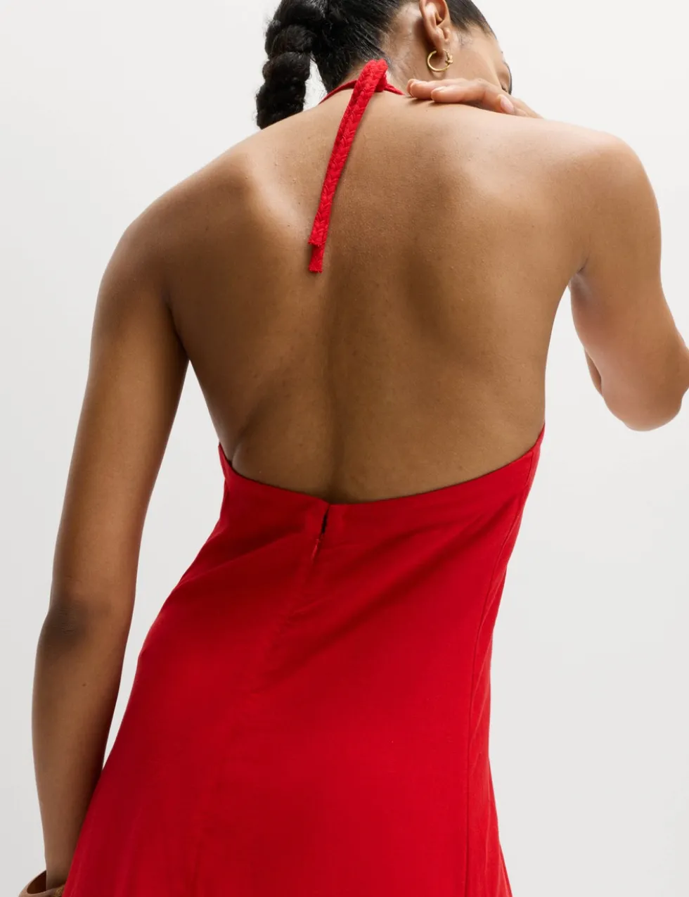 Linen Rich Halter Neck Maxi Dress