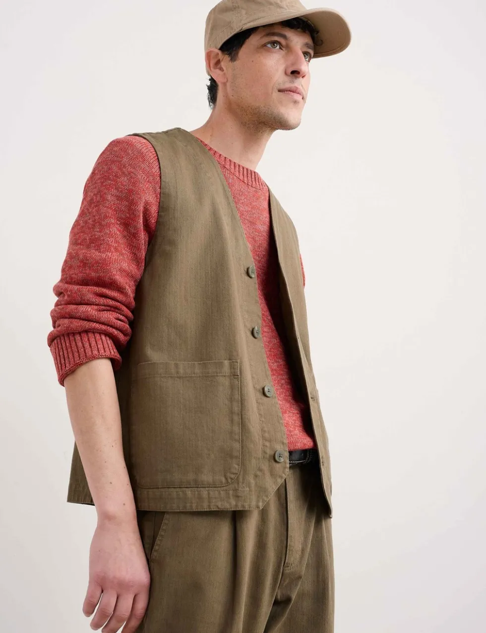 Linen Rich Herringbone Waistcoat