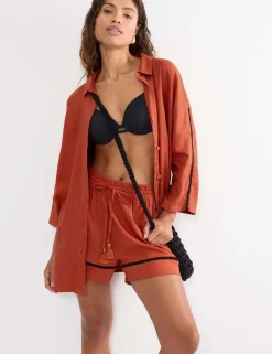 Linen Rich High Waisted Shorts