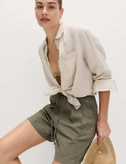 Linen Rich High Waisted Shorts