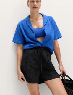 Linen Rich High Waisted Shorts