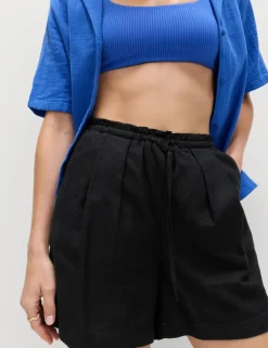 Linen Rich High Waisted Shorts