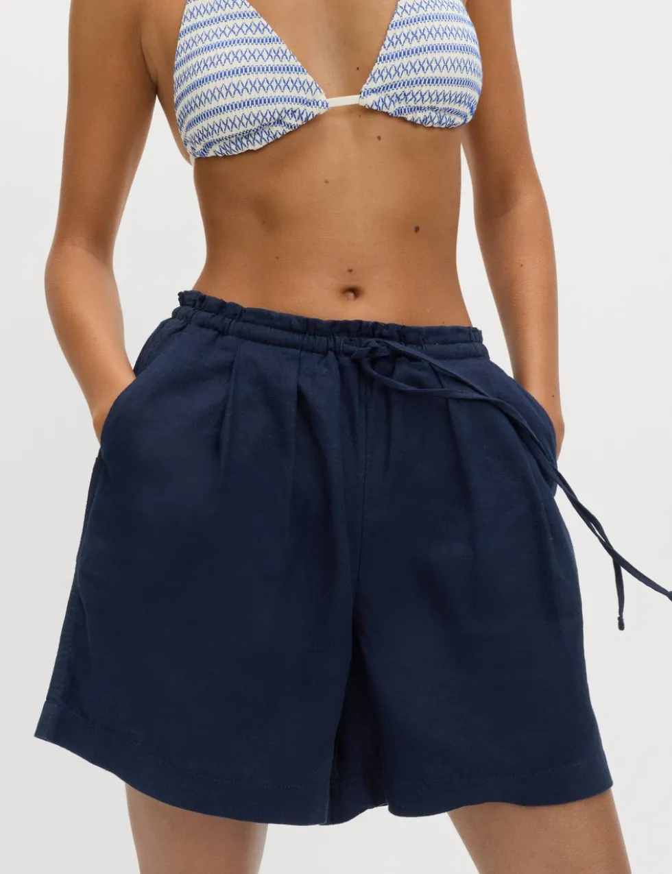 Linen Rich High Waisted Shorts