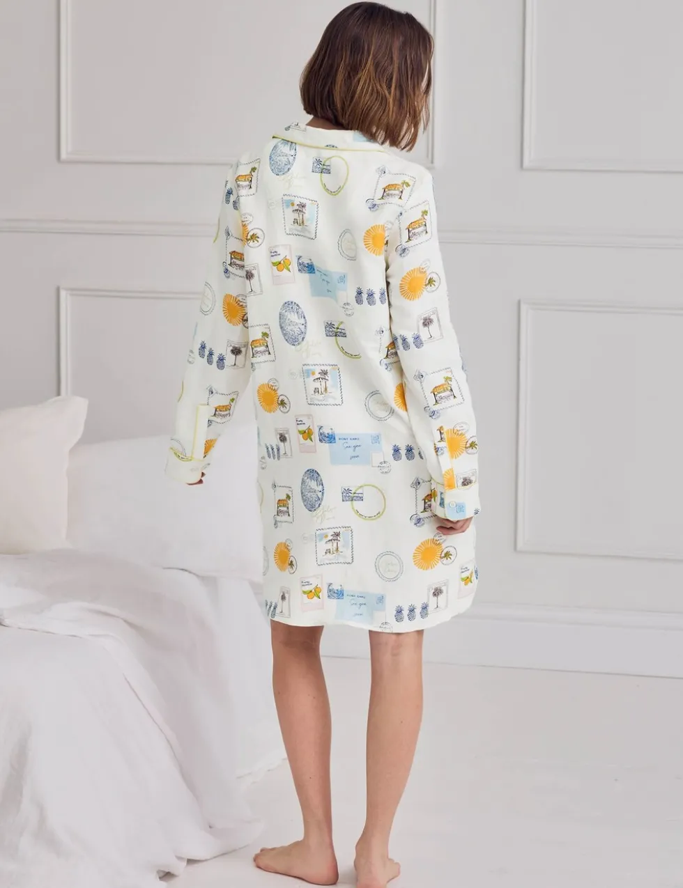 Linen Rich Holiday Print Nightshirt