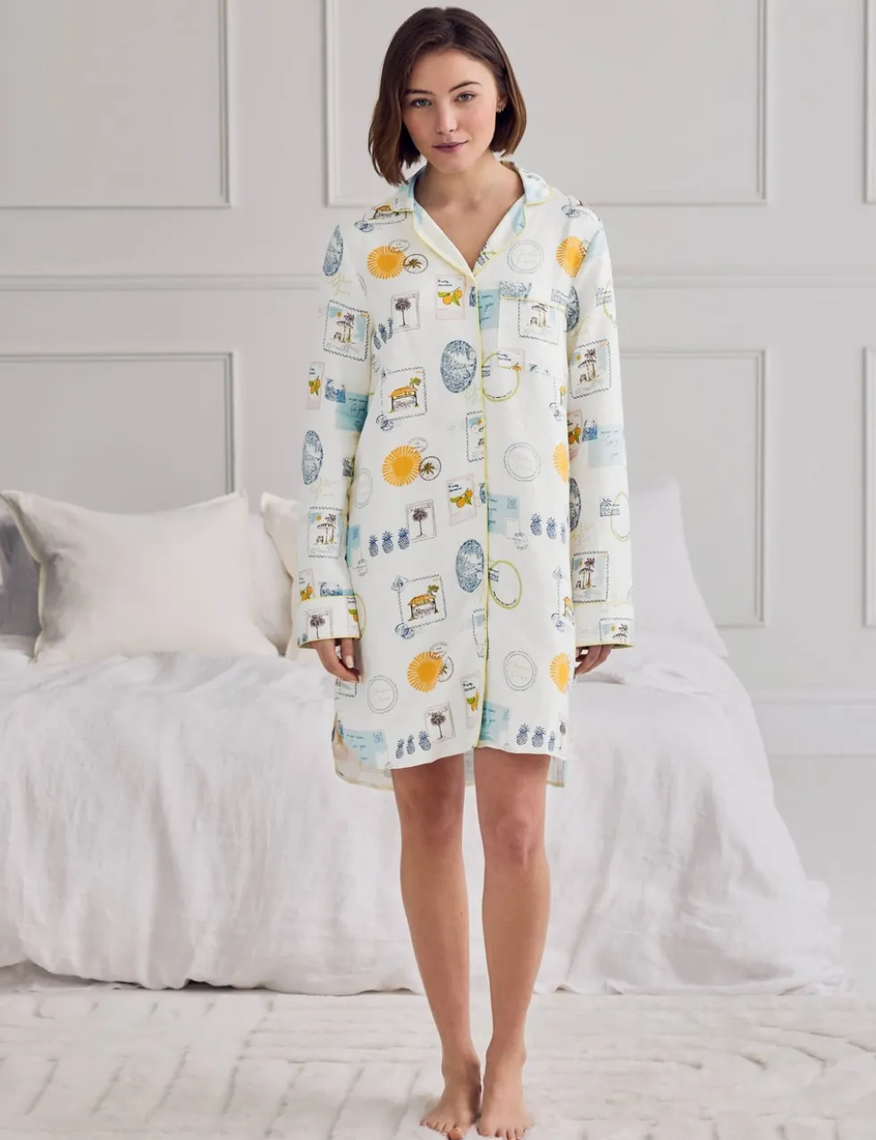 Linen Rich Holiday Print Nightshirt