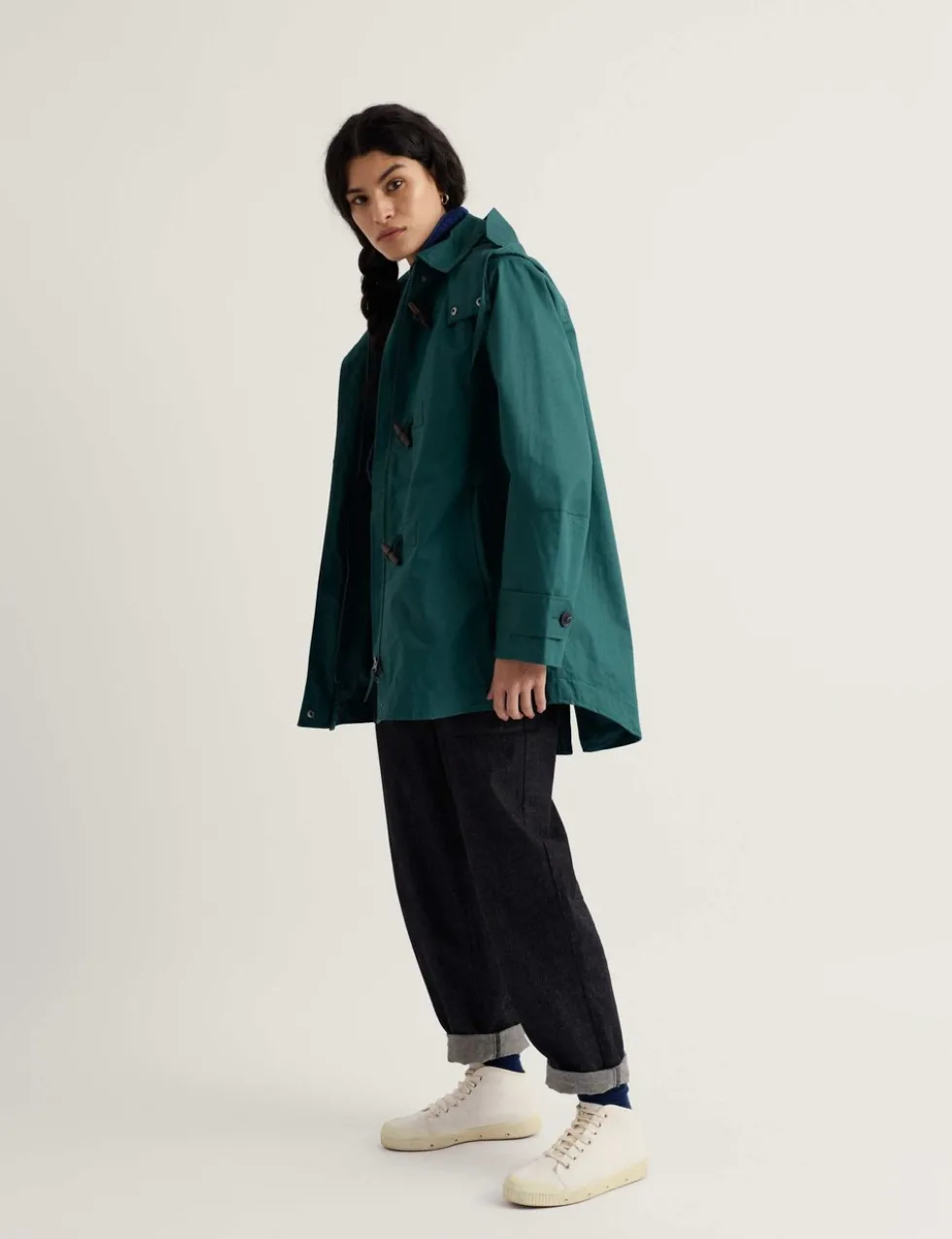 Linen Rich Hooded Duffle Coat