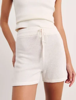 Linen Rich Knitted High Waisted Shorts