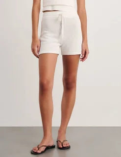 Linen Rich Knitted High Waisted Shorts