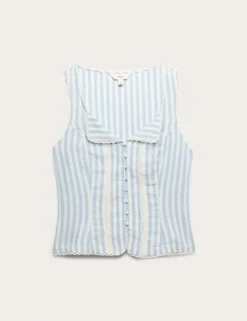 Linen Rich Lace Insert Top