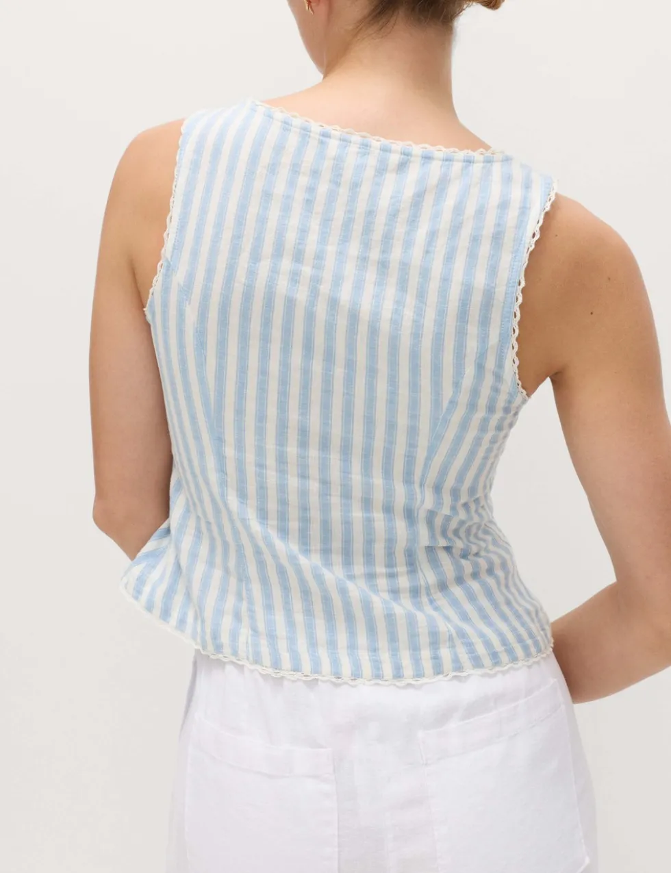 Linen Rich Lace Insert Top