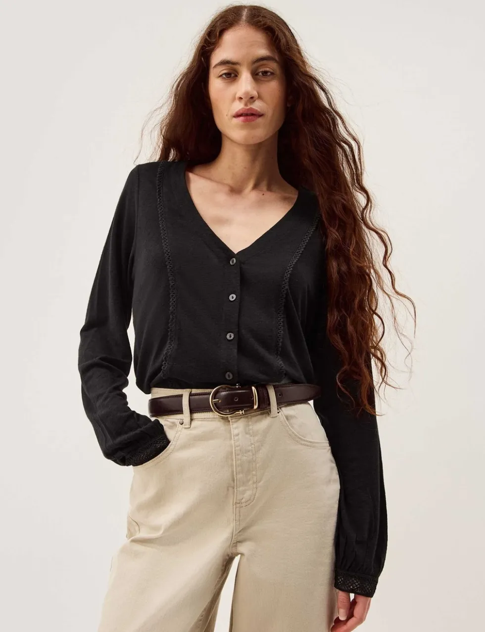 Linen Rich Ladder Detail Shirt