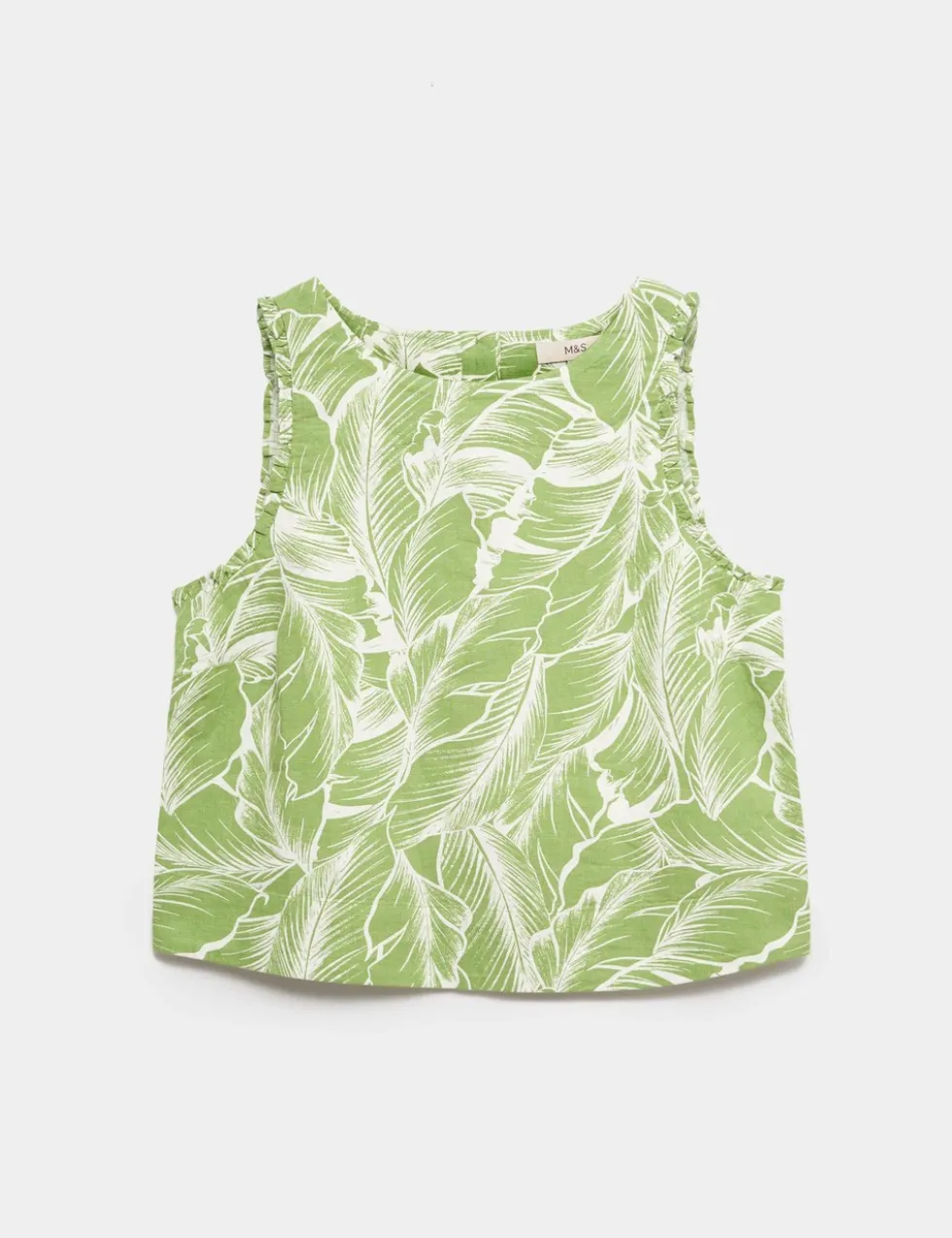 Linen Rich Leaf Print Vest Top