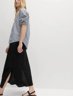 Linen Rich Maxi A-Line Skirt