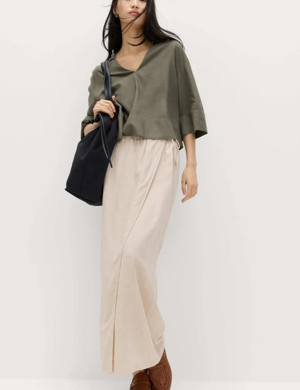 Linen Rich Maxi Wrap Skirt
