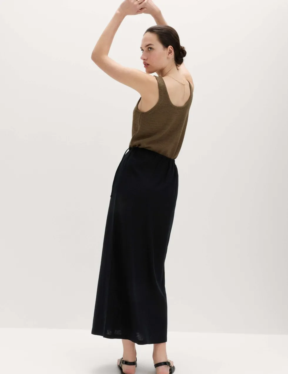 Linen Rich Maxi Wrap Skirt