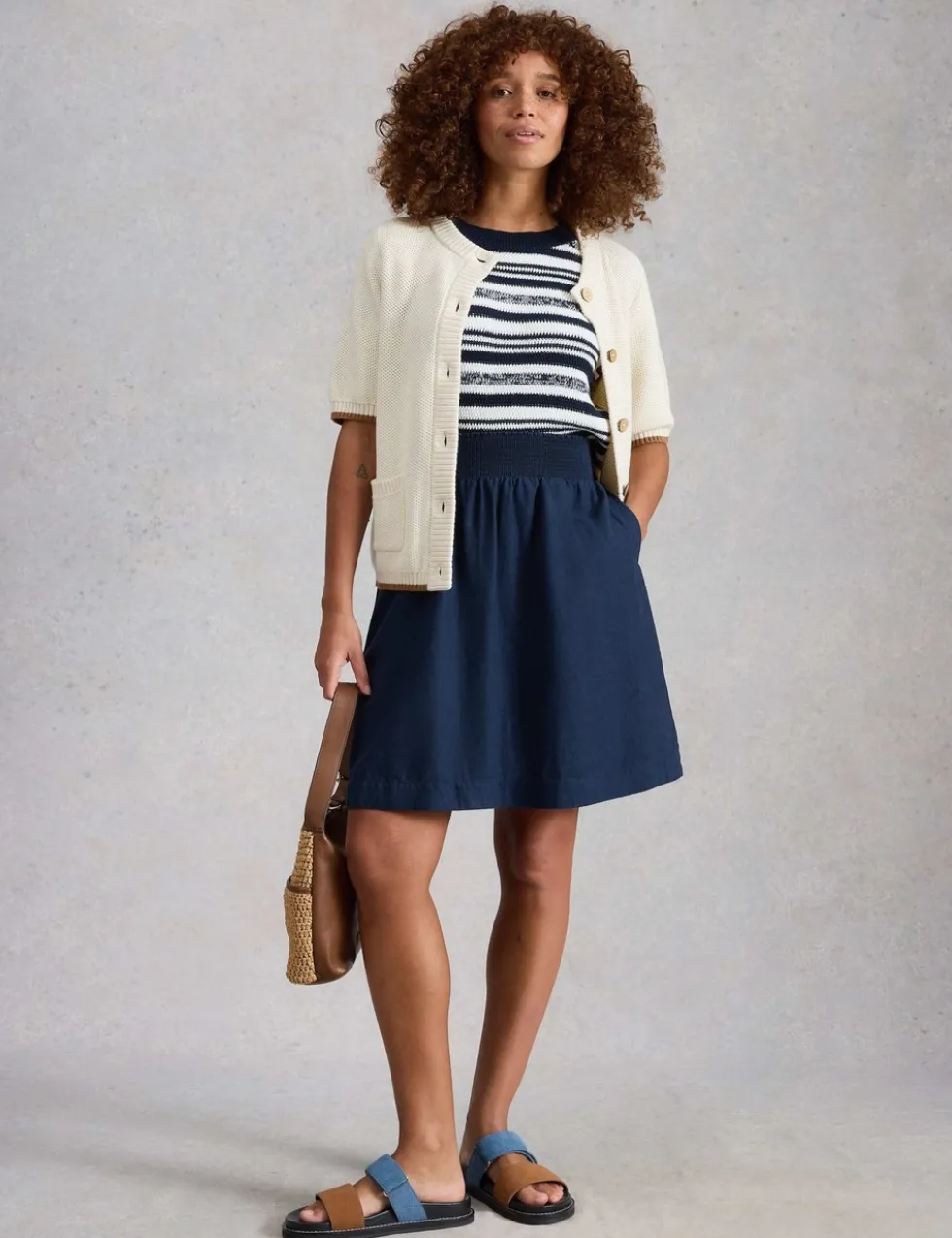 Linen Rich Mini A-Line Skirt