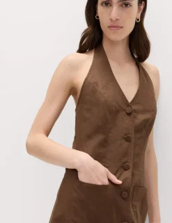 Linen Rich Mini Waistcoat Dress