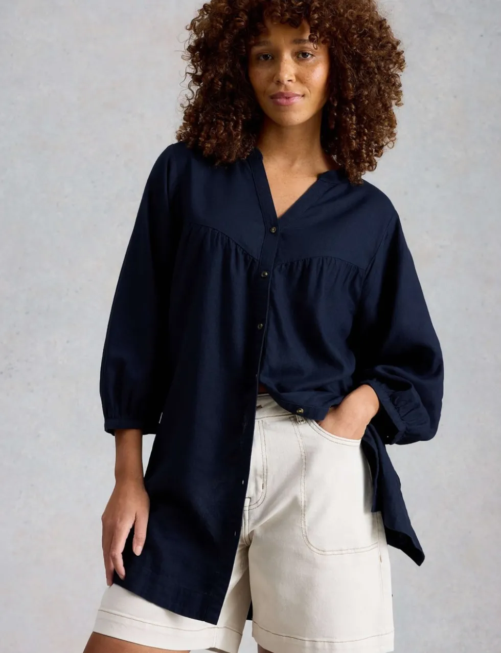 Linen Rich Notch Neck Tunic
