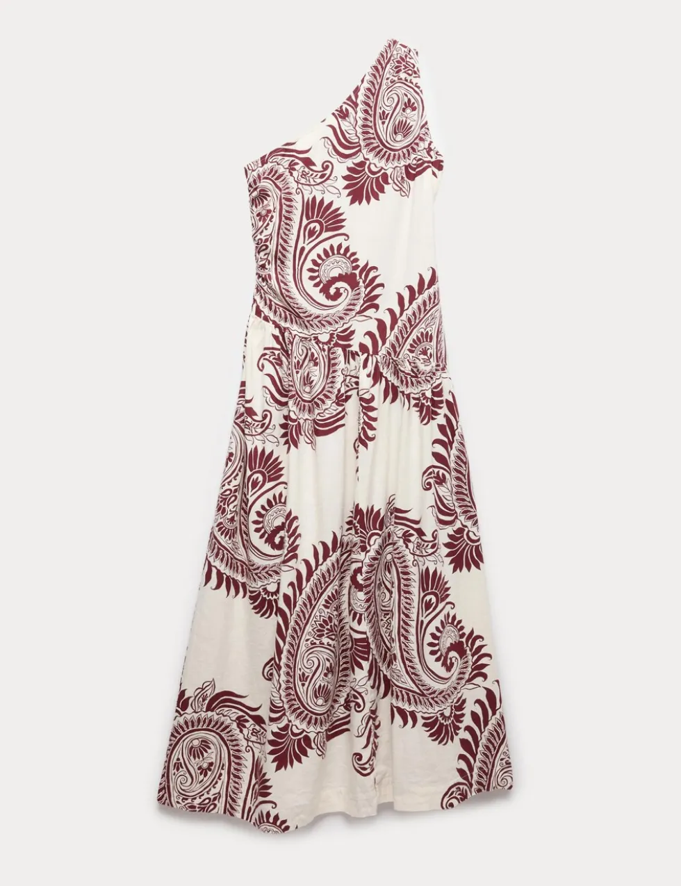 Linen Rich One Shoulder Maxi Shift Dress