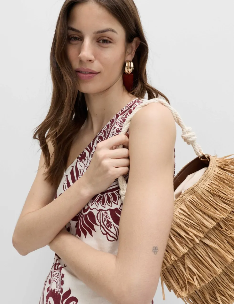 Linen Rich One Shoulder Maxi Shift Dress