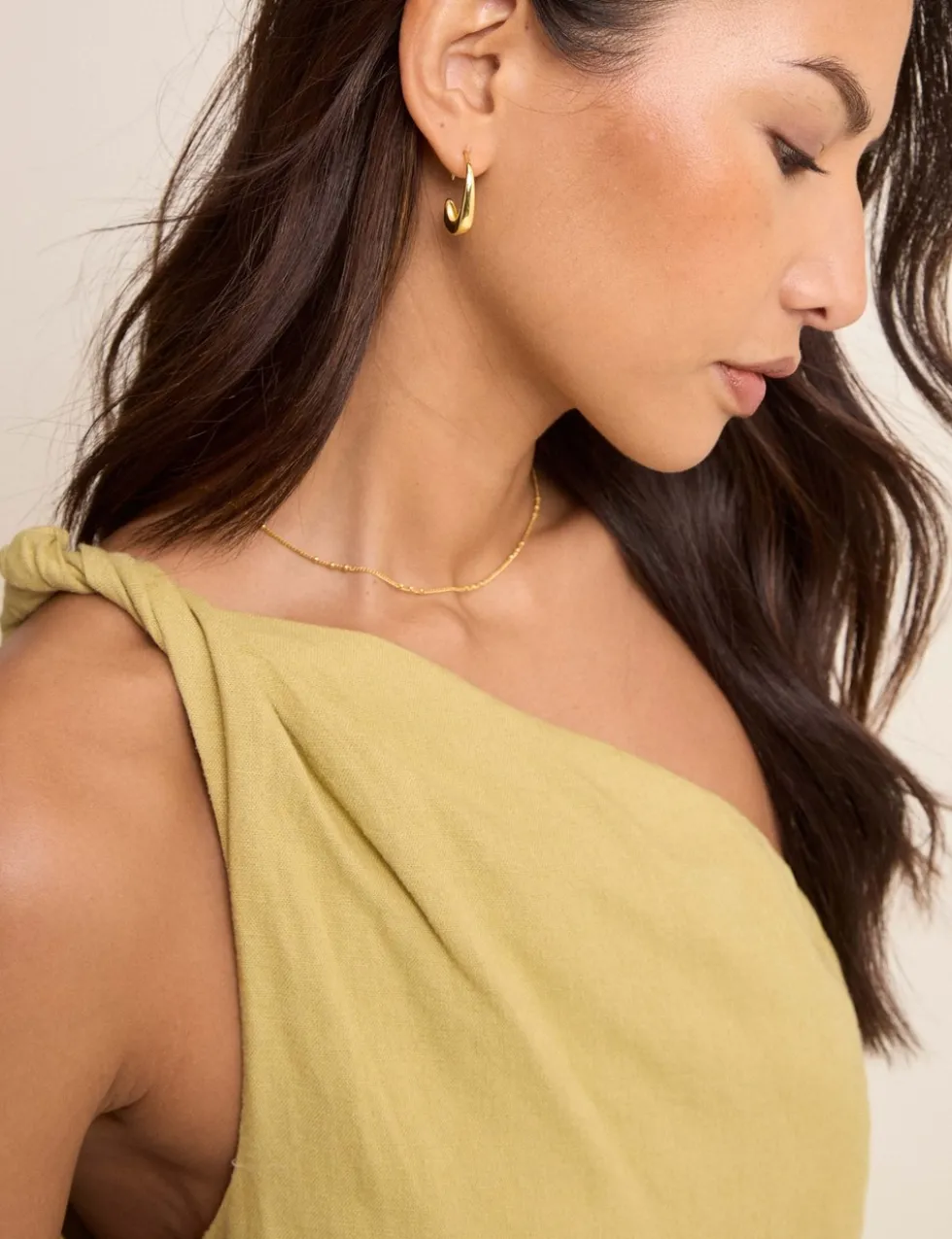 Linen Rich One Shoulder Twisted Top