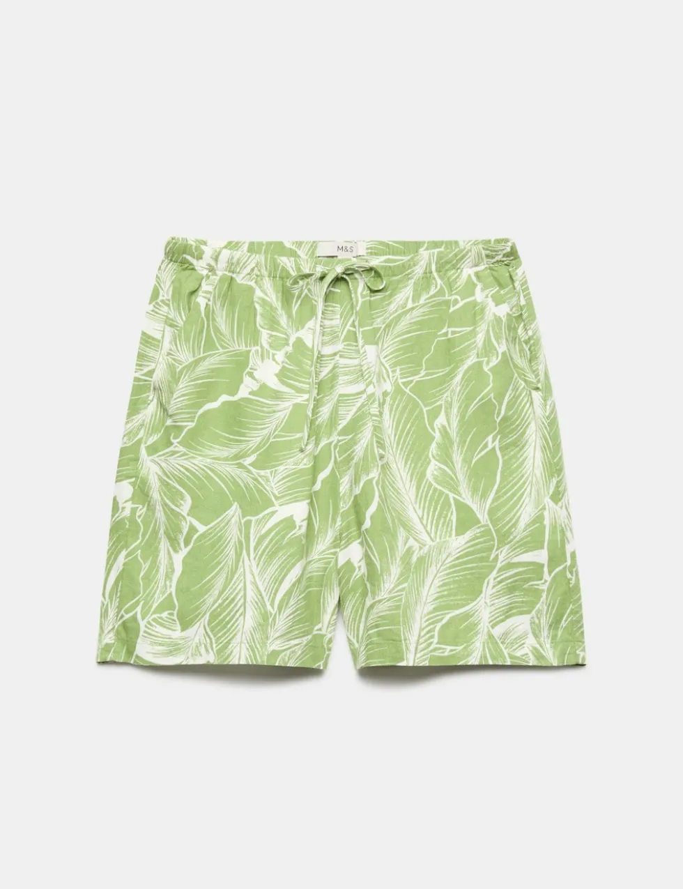 Linen Rich Palm Print Shorts