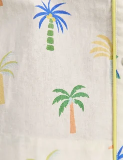 Linen Rich Palm Tree Mini Shirt Dress
