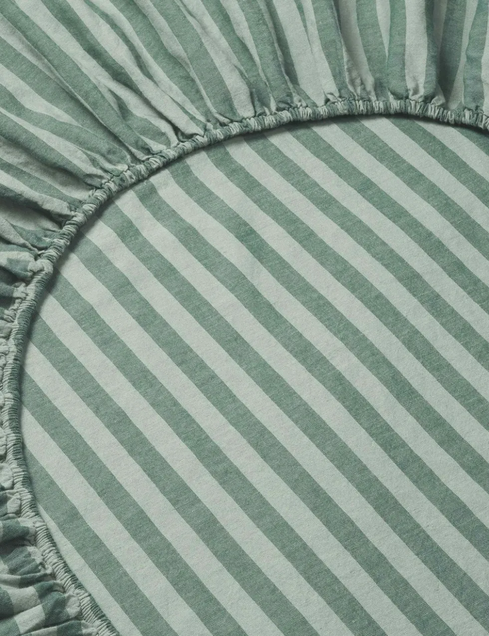 Linen Rich Pembroke Stripe Fitted Sheet