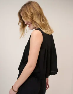 Linen Rich Pintuck Shell Top