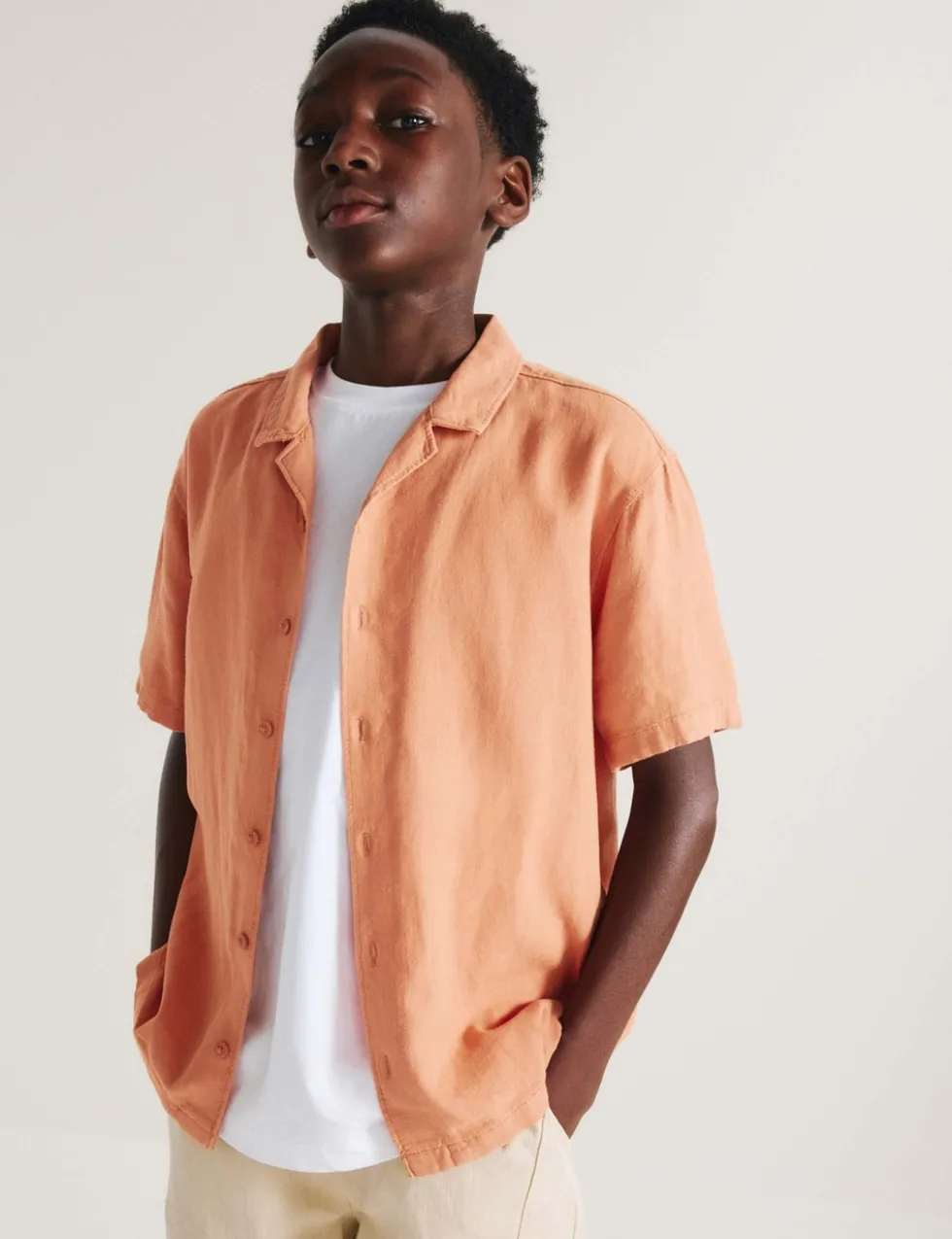 Linen Rich Plain Shirt (6-16 Yrs)